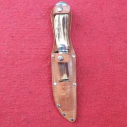 deux ancien couteaux de chasse, widder soligen+etuit cuir chasse grand gibier foret montagne