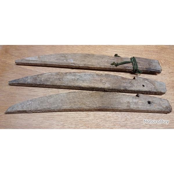 Lot de 3 sardines rglementaires - piquets de toile de tente militaire en bois