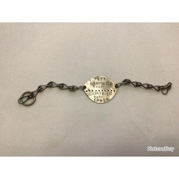 VENDU PAR LE-CUIRASSIER BELLE PLAQUE BRACELET IDENTIFICATION MILITAIRE 1928