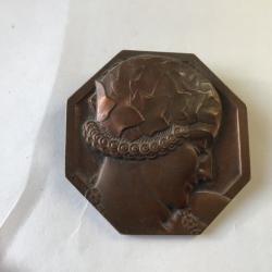 VENDU PAR LE-CUIRASSIER BELLE MÉDAILLE BRONZE ART NOUVEAU