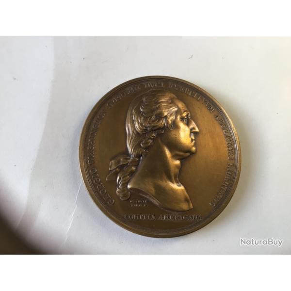 VENDU PAR LE-CUIRASSIER BELLE MDAILLE BRONZE GIORGIO WASHINGTON COMITA AMERICANA 1801/1900