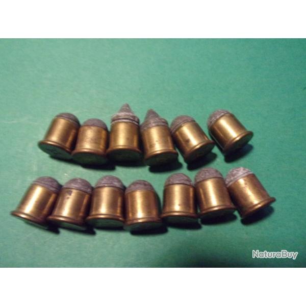 Petit lot de 9 mm Flobert tui laiton, balle plomb,