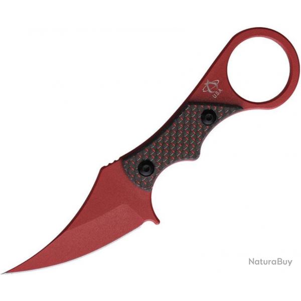 Couteau Mantis Sabot IV Karambit Black/Red Manche FCarbone Lame Acier M390 Etui Kydex MAN8356