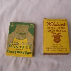 WW2 US LOT DE 2 BOÏTES A MANCHONS POUR LANTERNES MILITAIRES AMÉRICAINES COLEMAN/WELSBACH RARE