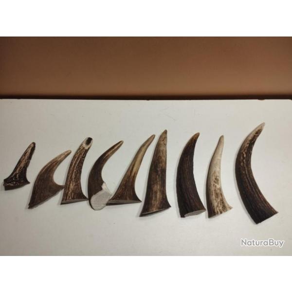 1 LOT BOIS CERF 9 ANDOUILLERS DE 7 A 19CM CHIEN ARTISANAT
