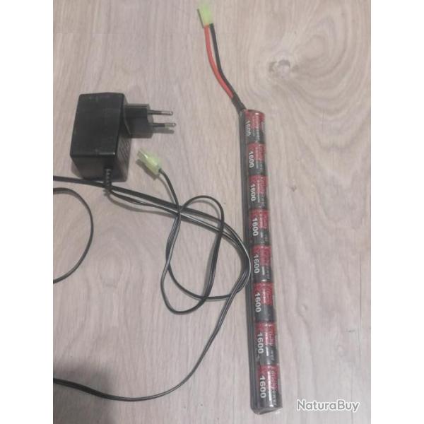 EnrichPower Batterie NiMh 9.6v 1600mAh Stick + chargeur batterie