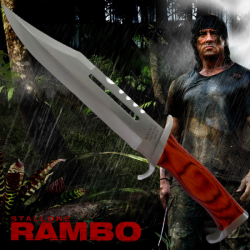 Couteau Rambo III Standard Edition Lame Acier Inox Manche Bois Etui Cuir Version NON NUMEROTée 000