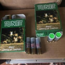 Vend 2 boites de 10 cartouches cal 12  tunet super  chasse de tradition plombs de 8,  36g