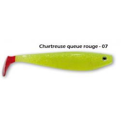 DELALANDE LOT DE 10 SHAD GT 9CM - CHARTREUSE QUEUE ROUGE