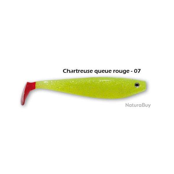 DELALANDE LOT DE 10 SHAD GT 9CM - CHARTREUSE QUEUE ROUGE