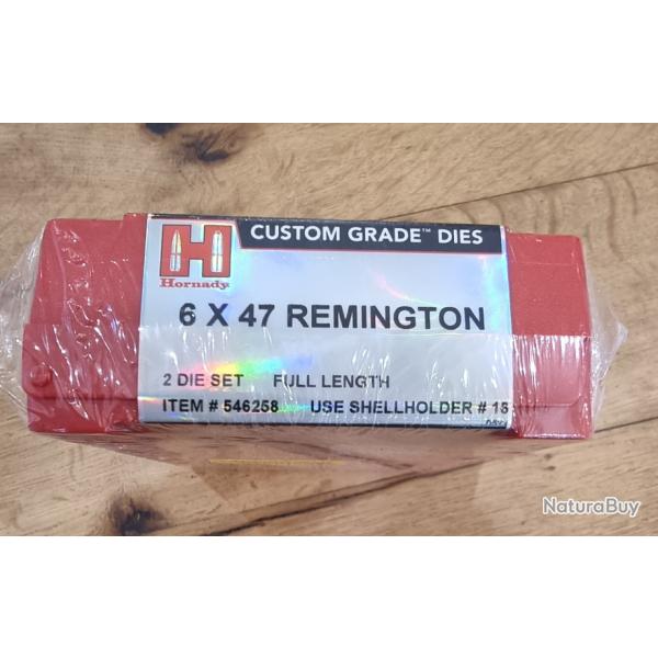 JEUX D'OUTILS 6X47 REMINGTON HORNADY CUSTOM GRADE DIES REF 546258 2 OUTILS