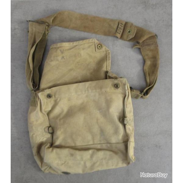 Sacoche masque  gaz militaire WW2 originale : GMH 1940 Musette besace sangle arme Indiana Jones