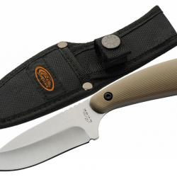 Couteau Skinner Lame Acier 3Cr13 Poignée ABS Tan Étui en Nylon Rite Edge CN211599DS