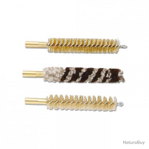 Set de 3 brosses LEADER - Nylon/Bronze/Acier Cal. 9