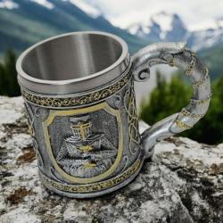 Tasse Médiévale de Chevalier Templar en Acier Inoxydable et Résine CN211602