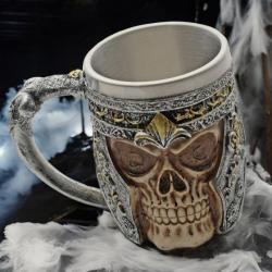 CN211603 Tasse Médiévale de Viking Skull Knight Acier Inoxydable et Résine