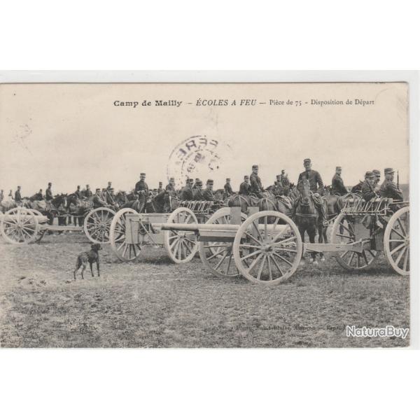 Cpa Guerre Ecoles A Feu -Piece de 75-Disposition de Depart