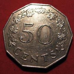 MALTE piece de 50 cents  1972 diametre 32 mm