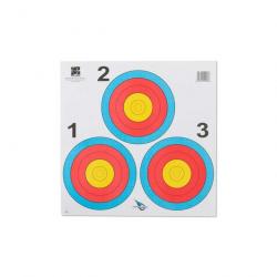 Blason 3 cibles 5 anneaux World Archery pour tir à l'arc ou arbalète 40x40cm Standard Centre Vegas