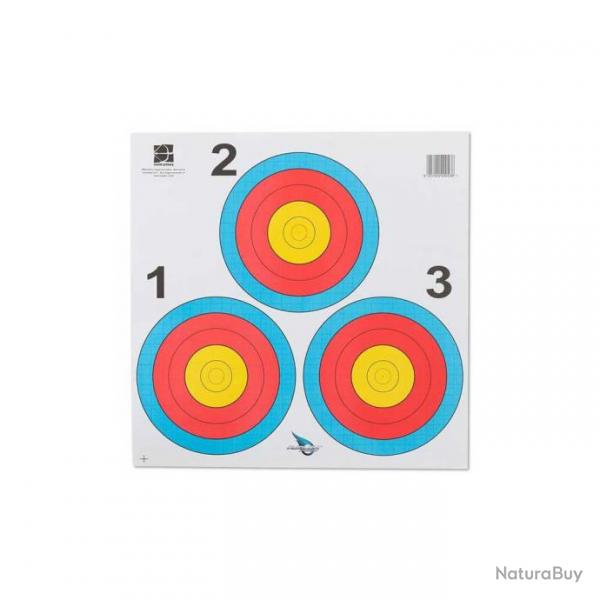 Blason 3 cibles 5 anneaux World Archery pour tir  l'arc ou arbalte 40x40cm Standard Centre Vegas