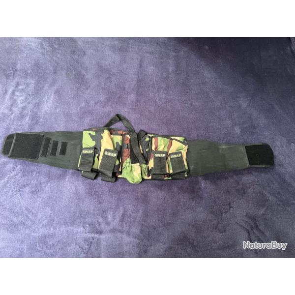 Harnais ceinture pour 4 pots et une bouteille paintball SWAP camouflage