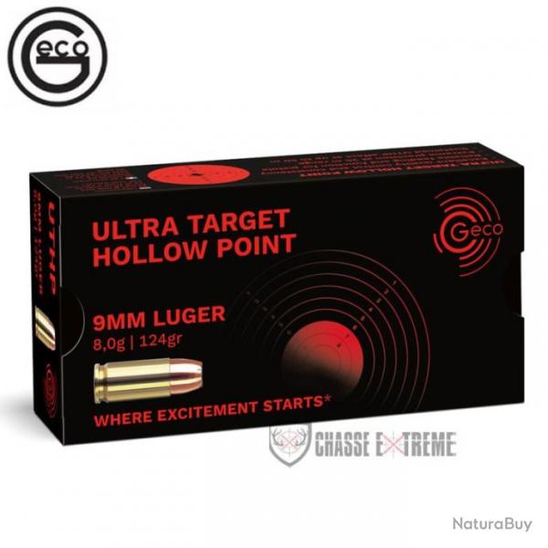 50 Munitions GECO Ultra Target Hollow Point Cal 9mm Luger 124Gr