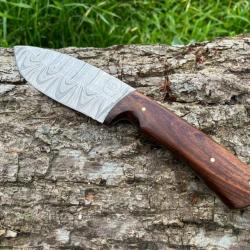 Couteau Bushcraft LLF 24,5cm damas enchere