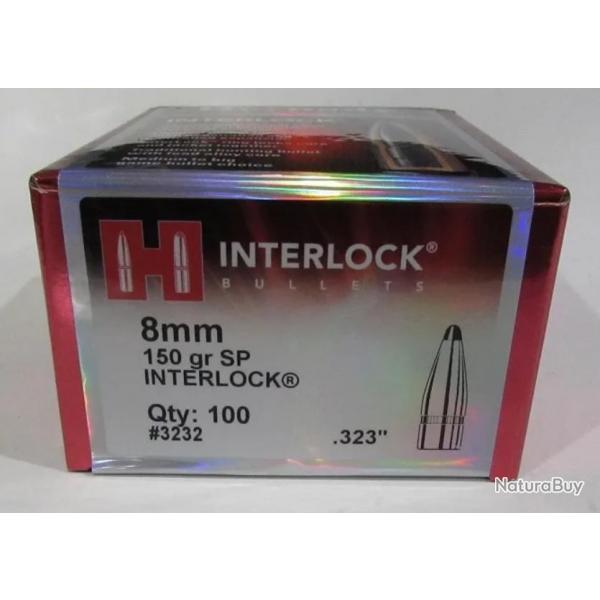 OGIVES HORNADY CAL. 8MM .323" 150gr SP INTERLOCK - 3232 - Bote de 100