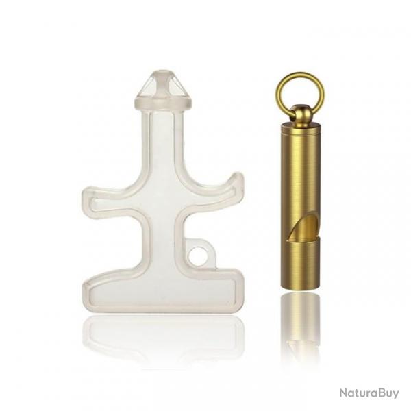 Porte clef de dfense type poing amricain avec sifflet d'urgence - Blanc