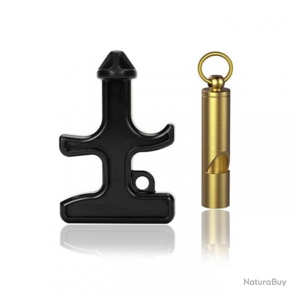 Porte clef de dfense type poing amricain avec sifflet d'urgence - Noir