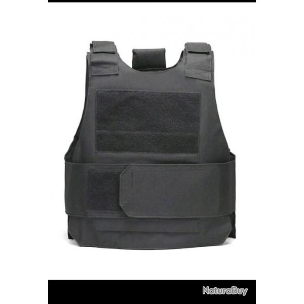 Gilet tactique noir pour airsoft avec 2 porte 6 munitions calibre 12 offert