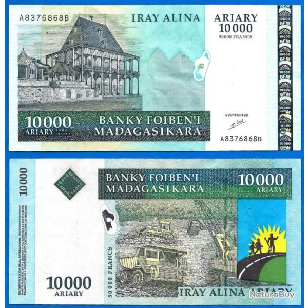 Madagascar 10000 Ariary 2003 50000 Francs Billet Construction Route Afrique