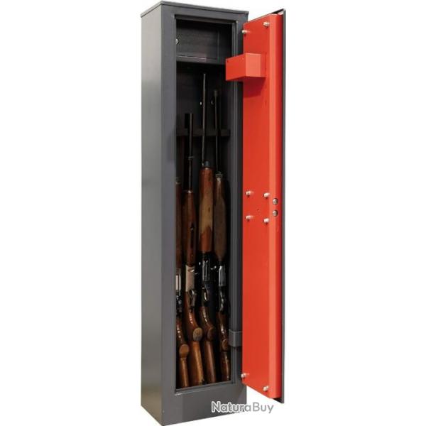 Braco ARM050 Armoire  5 Fusils en Acier avec Coffre Intrieur, Coffre-fort pour Armes  Feu