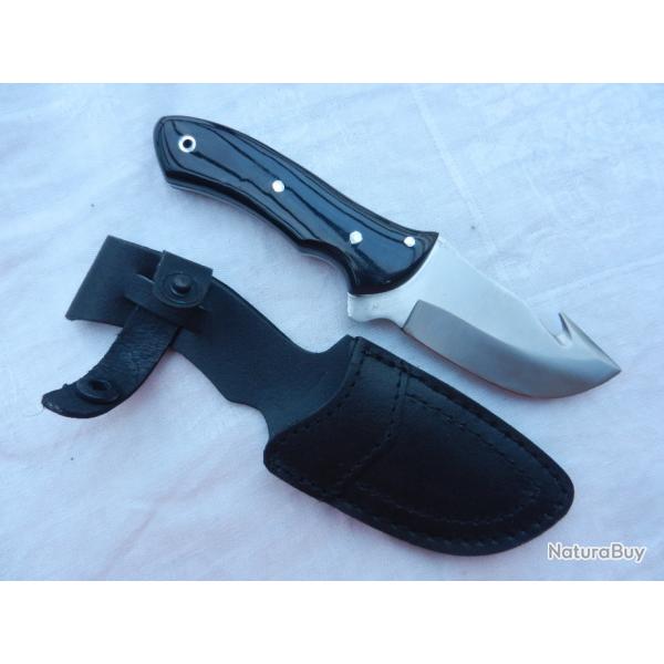 couteau poignard de chasse  dpecer manche corne noire