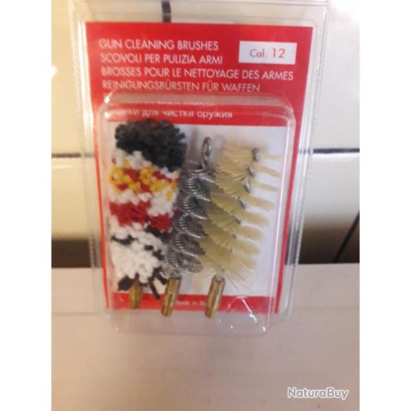 3 brosses pour nettoyage des armes - calibre 12 -