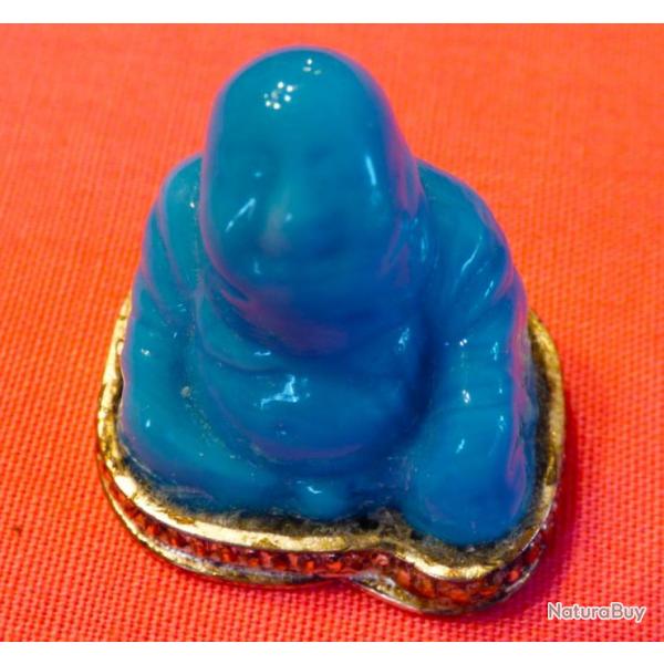 SPLENDIDE BOUDDHA COULEUR BLEUE TURQUOISE - SCULPTE DANS UNE BELLE MATIERE TRES DURE--