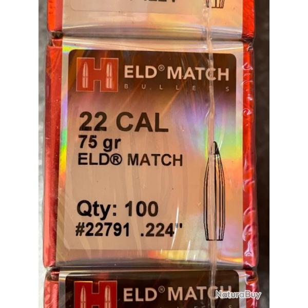 500 Ogives Hornady 22 Cal. 224 ELD MATCH - 75 grains