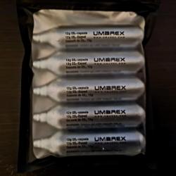 X 5 CAPSULES DE CO2 UMAREX POUR ARME OU AIRSOFT CO2 NEUVES.