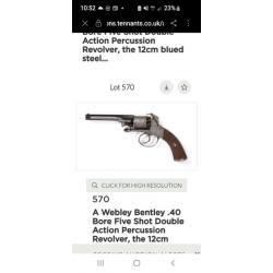 Histoire américaine du revolver anglais de guerre Webley BENTLEY DOUBLE ACTION CALIBRE 45ou44 a voir