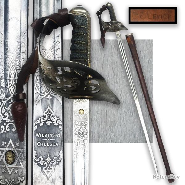 RARISSIME SABRE CAVALERIE BRITANNIQUE / ANGLAIS '' WILKINSON CHELSEA '' + NOM : C.E. LEVICK ORIGINAL