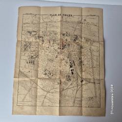 Ancien plan de la ville de Tours, Indre et Loire, 1917 avec les lignes de Tramway