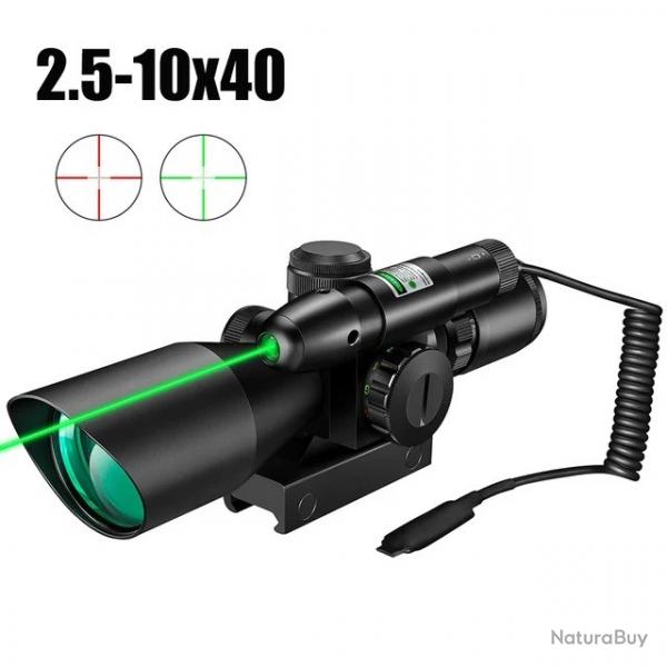 Lunette de vise claire Mil-dot HD 2.5-10x40-GREEN LASER