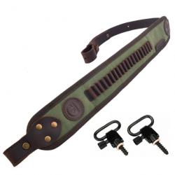 Sangle en cuir pour 20 pièces 17HMR, .22LR, .22MAG  VERT 2 ATTACHES - LIVRAISON GRATUITE !!