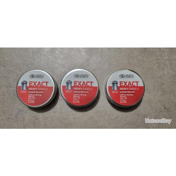 Plombs JSB Exact Heavy 4.5mm 0.67g lot de 3 boites de 500