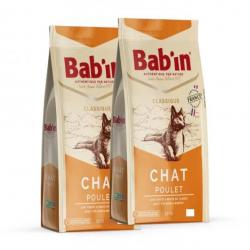 Lot de 2 paquets de 14 kg de croquettes pour chat adulte/ BAB'IN au poulet