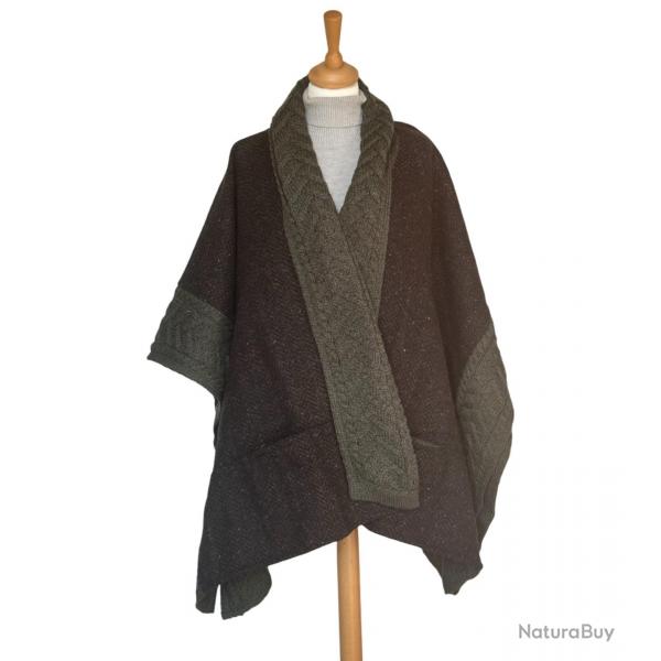 Poncho femme en tweed Donegal et laine Mrinos - Chic, chaud et artisanal M/L