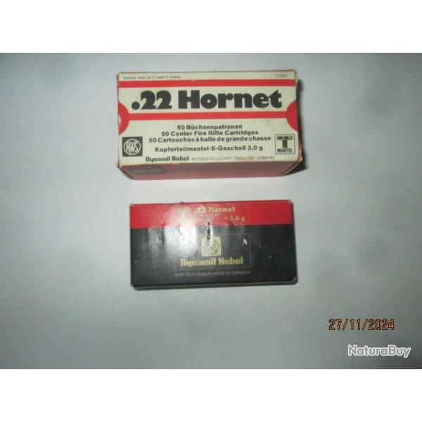 60 Cartouches (balles chasse) RWS Cal 22HORNET