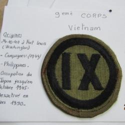 9° corps infanterie patch US insigne post deuxième guerre américain tenue combat Corée Vietnam