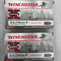 2 boîtes de munitions 9,3x74r r 286 grains winchester super x