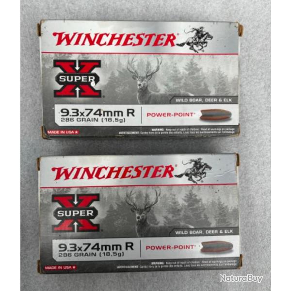 2 botes de munitions 9,3x74r r 286 grains winchester super x